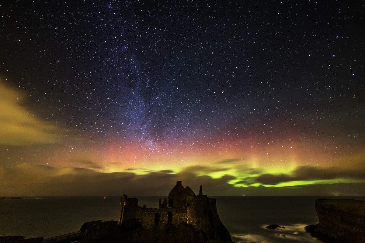 Milky Way and Aurora at Dunluce Castle